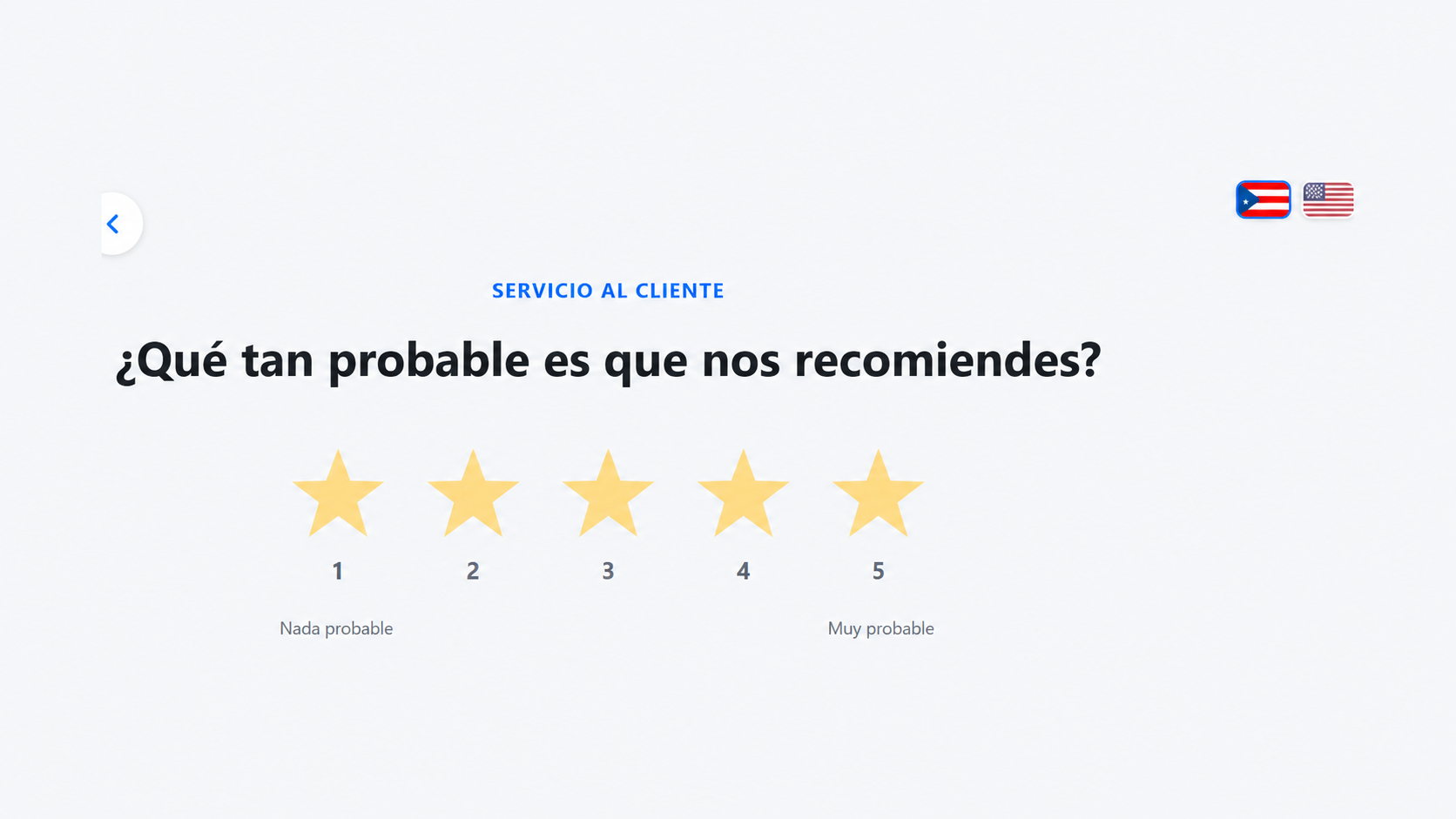 Encuesta con estrellas, escala de 1 a 5